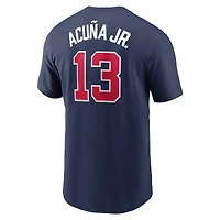 Men's Nike Ronald Acuña Jr. Navy Atlanta Braves Fuse Name & Number T-Shirt