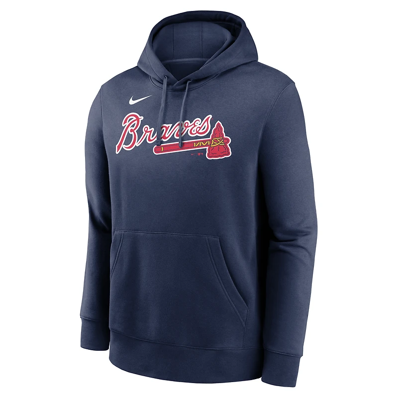Men's Nike Ronald Acuña Jr. Navy Atlanta Braves Player Name & Number Club Fleece Pullover Hoodie