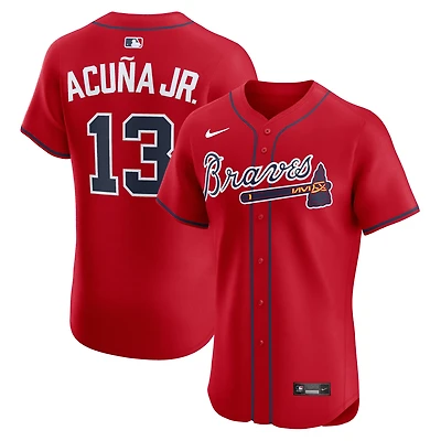 Men's Nike Ronald Acuña Jr. Red Atlanta Braves Alternate 2 Elite Jersey