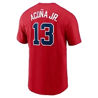 Men's Nike Ronald Acuña Jr. Red Atlanta Braves Fuse Name & Number T-Shirt
