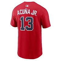 Men's Nike Ronald Acuña Jr. Red Atlanta Braves Home Name & Number T-Shirt