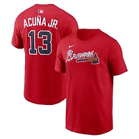 Men's Nike Ronald Acuña Jr. Red Atlanta Braves Name & Number T-Shirt