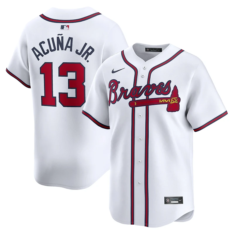 Maillot de joueur Nike Ronald Acuña Jr. Atlanta Braves Home Limited pour homme, blanc