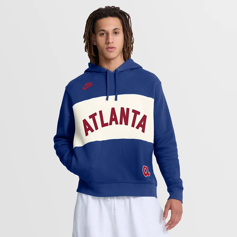 Sweat à capuche Nike Royal Atlanta Braves 1974 Cooperstown Collection Legacy Color-Block pour homme