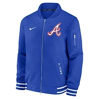 Veste aviateur entièrement zippée Nike Royal Atlanta Braves Authentic Collection City Connect pour homme
