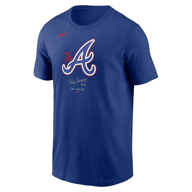 T-shirt Nike Royal Atlanta Braves City Connect avec grand logo pour homme