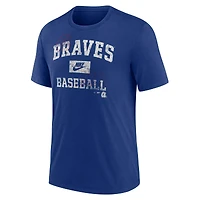 Men's Nike  Royal Atlanta Braves Cooperstown Collection Arch Tri-Blend T-Shirt