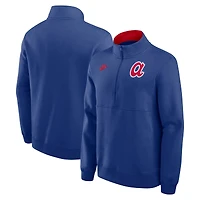 Pull en molleton demi-zippé Nike Royal Atlanta Braves Cooperstown Collection pour homme