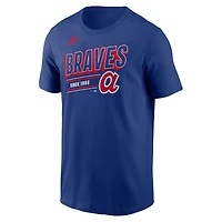 T-shirt rétro Nike Royal Atlanta Braves pour homme de la collection Cooperstown