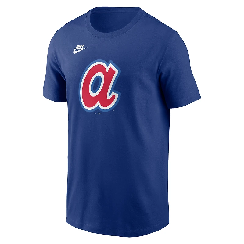 T-shirt avec logo de l'équipe Nike Royal Atlanta Braves Cooperstown Collection pour homme