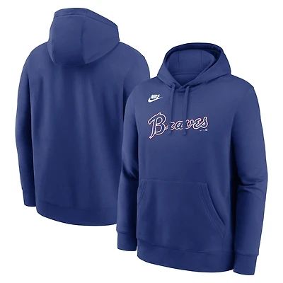 Men's Nike Royal Atlanta Braves Cooperstown Collection Wordmark Club Hoodie