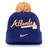 Bonnet à revers Nike Royal Atlanta Braves Peak pour homme avec pompon