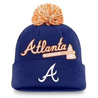 Bonnet à revers Nike Royal Atlanta Braves Peak pour homme avec pompon