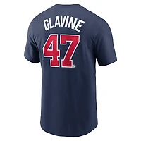 T-shirt Nike bleu marine Tom Glavine pour homme avec nom et numéro Fuse des Atlanta Braves
