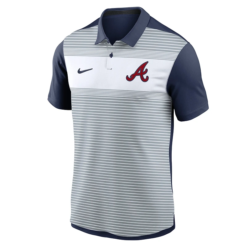 Polo Nike Atlanta Braves Vapor Dri-FIT rayé blanc/bleu marine pour homme