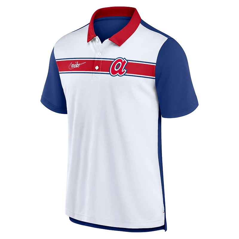 Polo Rewind Stripe Nike Blanc/Royal Atlanta Braves pour Homme