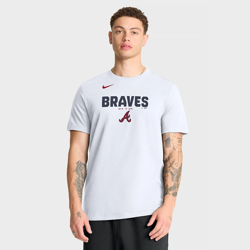 T-shirt Nike blanc pour homme, logo des Braves d'Atlanta en gras