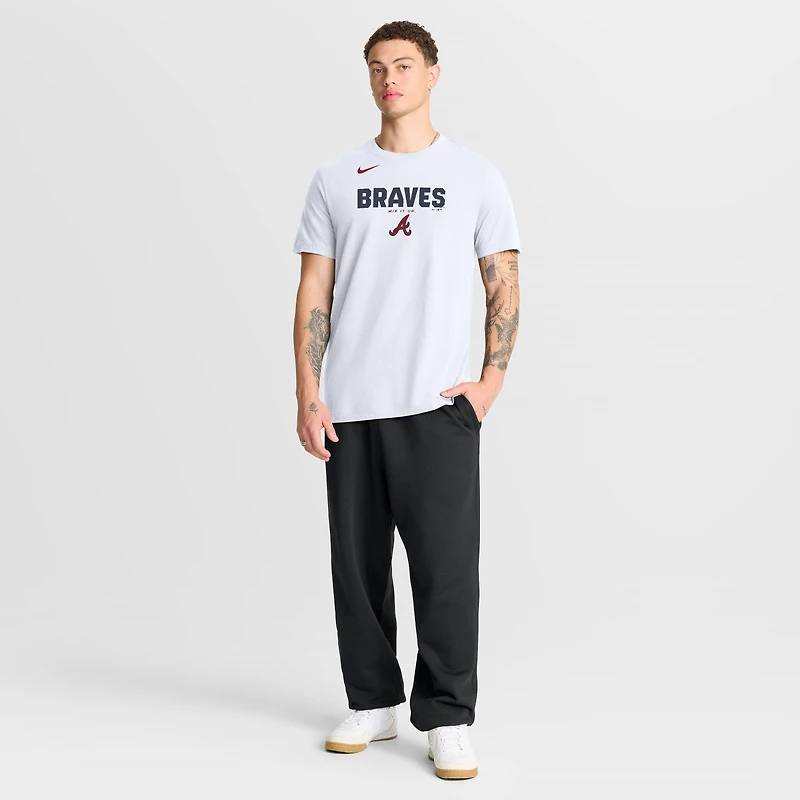 T-shirt Nike blanc pour homme, logo des Braves d'Atlanta en gras