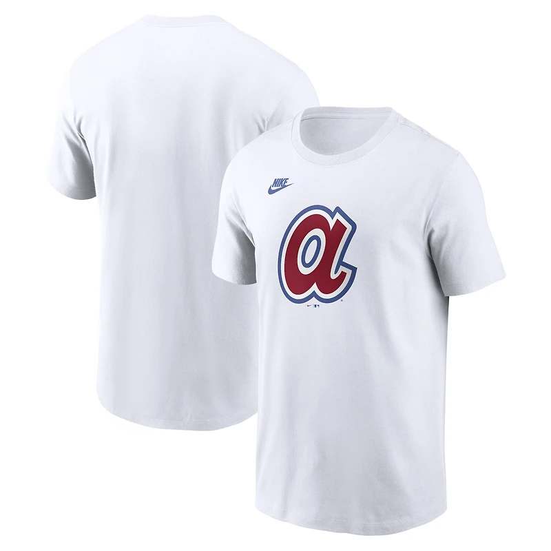 T-shirt Nike blanc pour homme, logo de la collection Cooperstown des Braves d'Atlanta