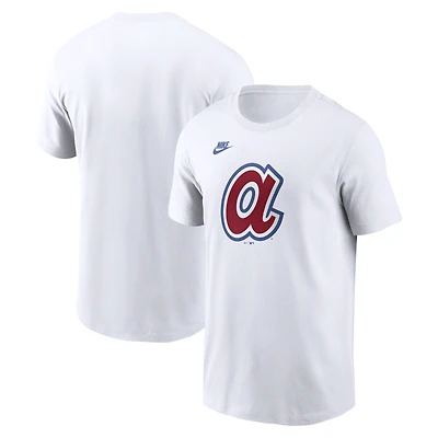 T-shirt Nike blanc pour homme, logo de la collection Cooperstown des Braves d'Atlanta