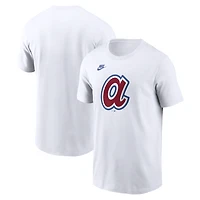 T-shirt Nike blanc pour homme, logo de la collection Cooperstown des Braves d'Atlanta