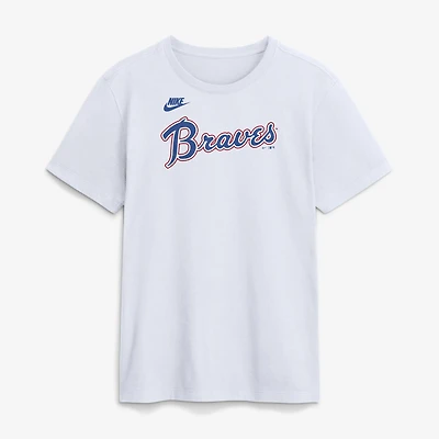 Men's Nike White Atlanta Braves Cooperstown Collection Wordmark T-Shirt