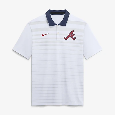 Polo rayé Vapor Dri-FIT blanc Nike Atlanta Braves pour homme
