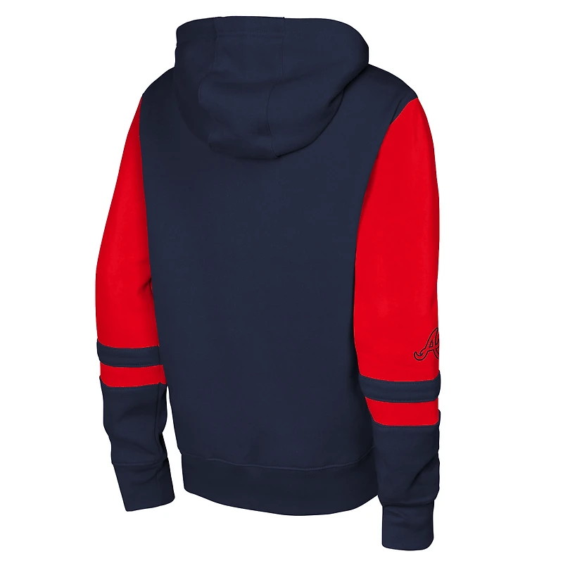 Sweat à capuche zippé bleu marine Atlanta Braves Stadium Colorblock pour homme