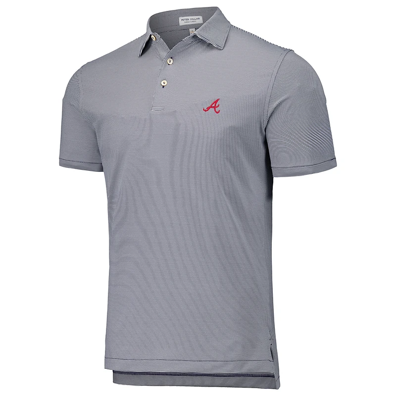 Men's Peter Millar Navy Atlanta Braves Jubilee Stripe Stretch Jersey Polo
