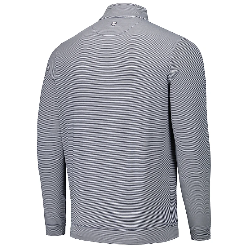 Men's Peter Millar Navy Atlanta Braves Perth Sugar Stripe Performance Quarter-Zip Top