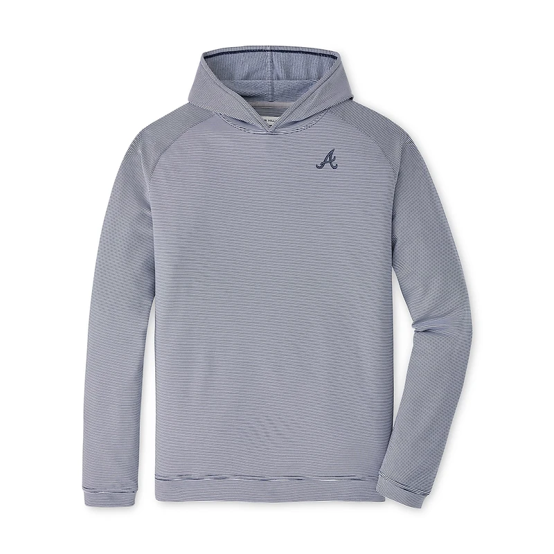 Sweat à capuche Peter Millar bleu marine rayures Pine Sugar des Atlanta Braves pour homme