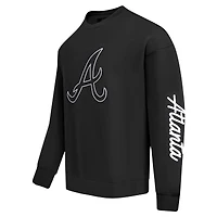 Men's Pro Standard Black Atlanta Braves Paint The City Dropped Shoulder Pullover Sweatshirt