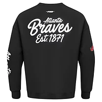 Men's Pro Standard Black Atlanta Braves Paint The City Dropped Shoulder Pullover Sweatshirt
