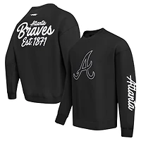 Men's Pro Standard Black Atlanta Braves Paint The City Dropped Shoulder Pullover Sweatshirt