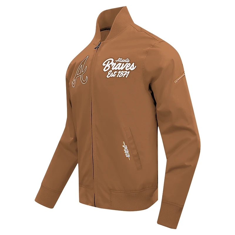 Men's Pro Standard Brown Atlanta Braves Paint The City Twill Full-Zip Jacket