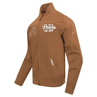 Men's Pro Standard Brown Atlanta Braves Paint The City Twill Full-Zip Jacket