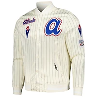 Men's Pro Standard Cream Atlanta Braves Cooperstown Collection Pinstripe Retro Classic Satin Full-Snap Jacket