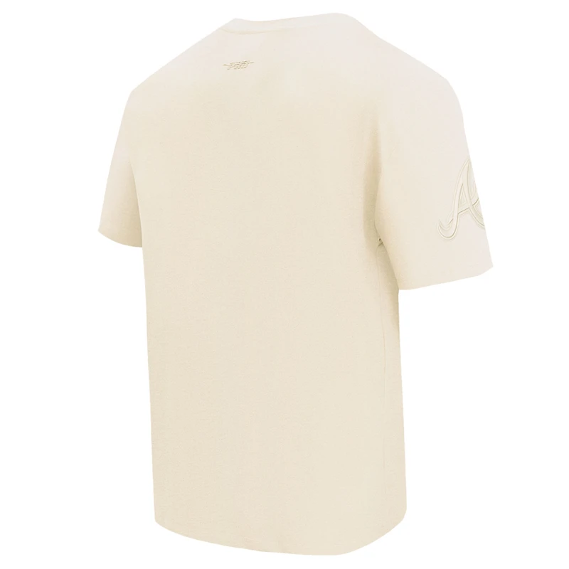 Men's Pro Standard Cream Atlanta Braves Neutral CJ Dropped Shoulders T-Shirt