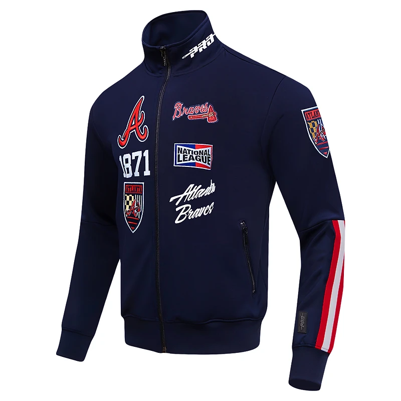 Veste de survêtement entièrement zippée Pro Standard Atlanta Braves Fast Lane pour hommes, bleu marine