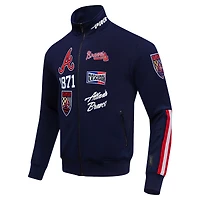 Veste de survêtement entièrement zippée Pro Standard Atlanta Braves Fast Lane pour hommes, bleu marine