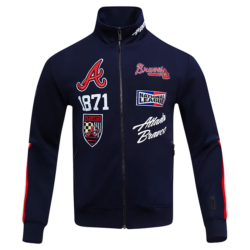 Veste de survêtement entièrement zippée Pro Standard Atlanta Braves Fast Lane pour hommes, bleu marine
