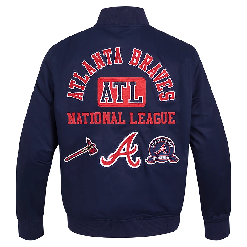 Men's Pro Standard Navy Atlanta Braves Twill Full-Zip Jacket