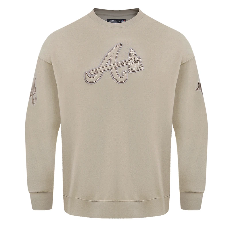Men's Pro Standard Pewter Atlanta Braves Neutral Drop Shoulder Pullover Sweatshirt