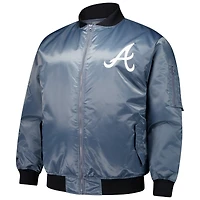 Men's Profile Charcoal Atlanta Braves Big & Tall Full-Zip Bomber Jacket
