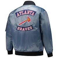 Blouson aviateur entièrement zippé Atlanta Braves pour homme, couleur anthracite, grande taille