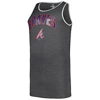 Débardeur Profile Heather Charcoal Atlanta Braves Big & Tall Arch Over Logo pour homme
