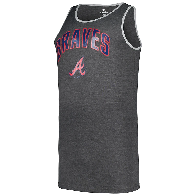 Men's Profile Heather Charcoal Atlanta Braves Big & Tall Arch Over Logo Tank Top