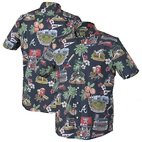 Chemise hawaïenne à boutons Reyn Spooner bleu marine Atlanta Braves pour homme, grandes tailles, performance Scenic Tri-Blend.