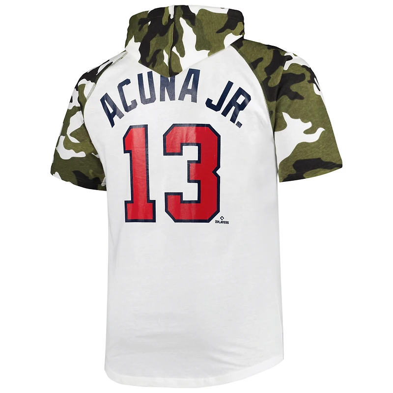 Men's Ronald Acuna Jr. White/Camo Atlanta Braves Player Big & Tall Raglan Hoodie T-Shirt