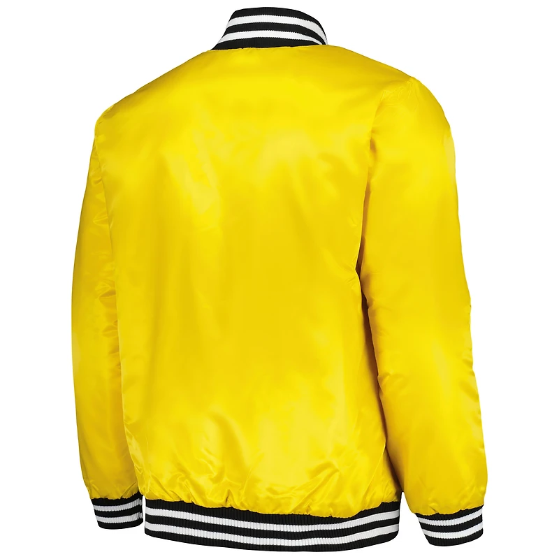 Men's Starter Gold Atlanta Braves Cross Bronx Fashion Satin Full-Snap Varsity Jacket